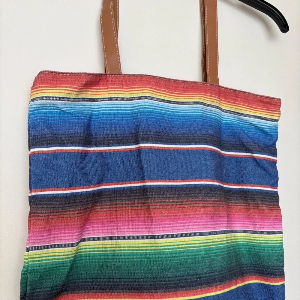 Bloomingdale’s Colorful Striped Tote Bag